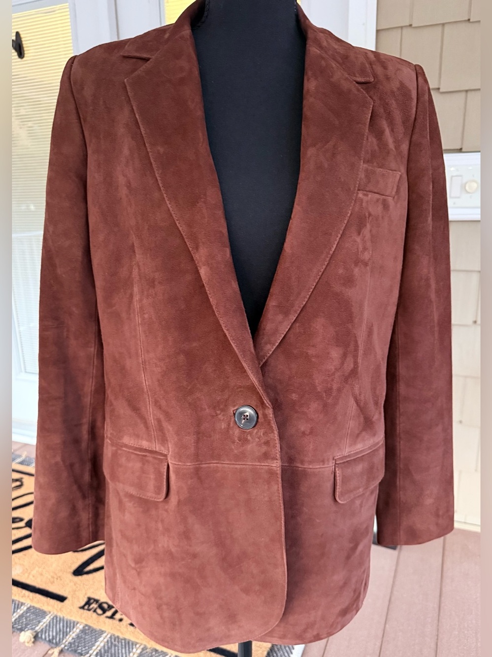 Madewell Brown Suede One Button Blazer Jacket Size 2 Leather Tailored
